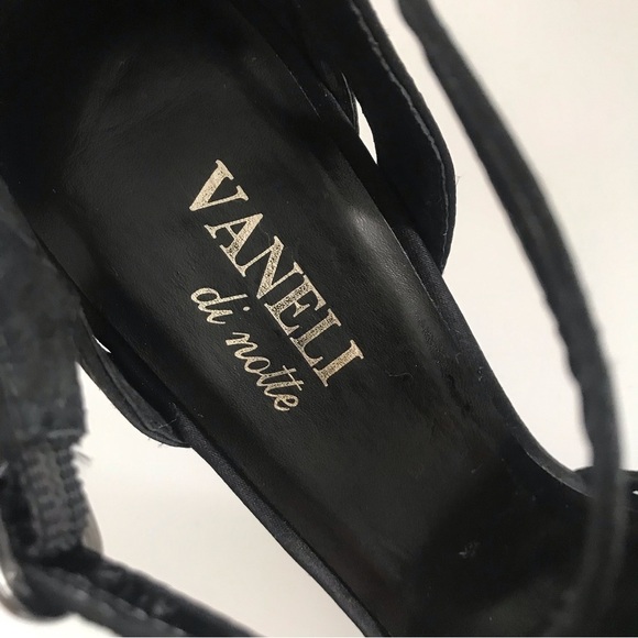 VERO CUOIO VANELI Women's Black Ankle Strap Heels Open Toe Size 7,5 - Picture 6 of 14